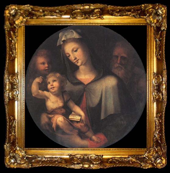 framed  Domenico Beccafumi The Holy Family with Young Saint John around, ta009-2